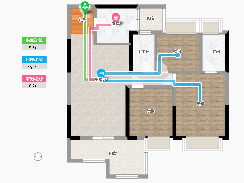 四川省-成都市-观岭国际社区翡翠湾-88.87-户型库-动静线