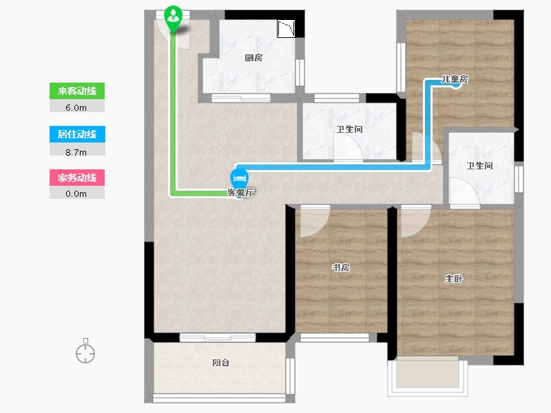 湖北省-武汉市-加州橘郡-76.20-户型库-动静线