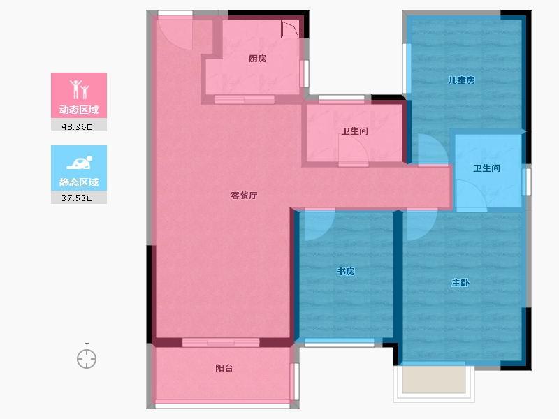 湖北省-武汉市-加州橘郡-76.20-户型库-动静分区