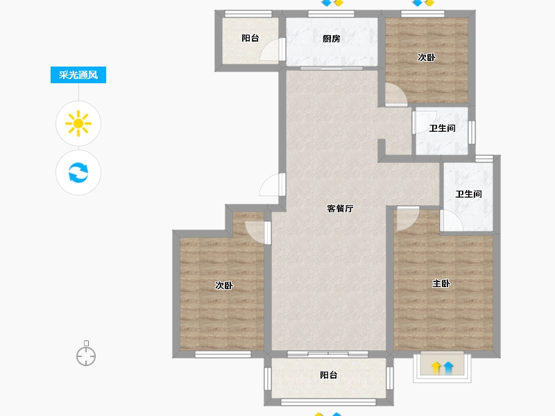 山东省-菏泽市-长城公馆-96.01-户型库-采光通风