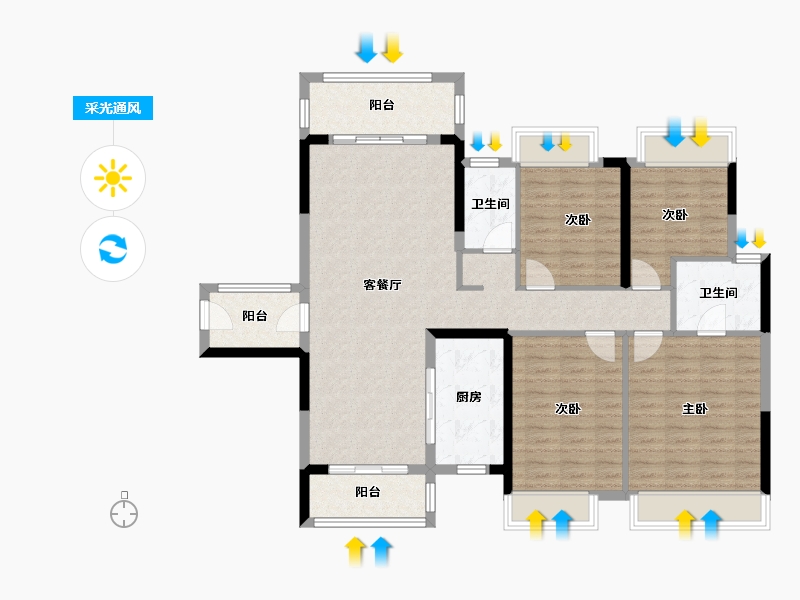 广东省-佛山市-美的明湖四期-116.04-户型库-采光通风