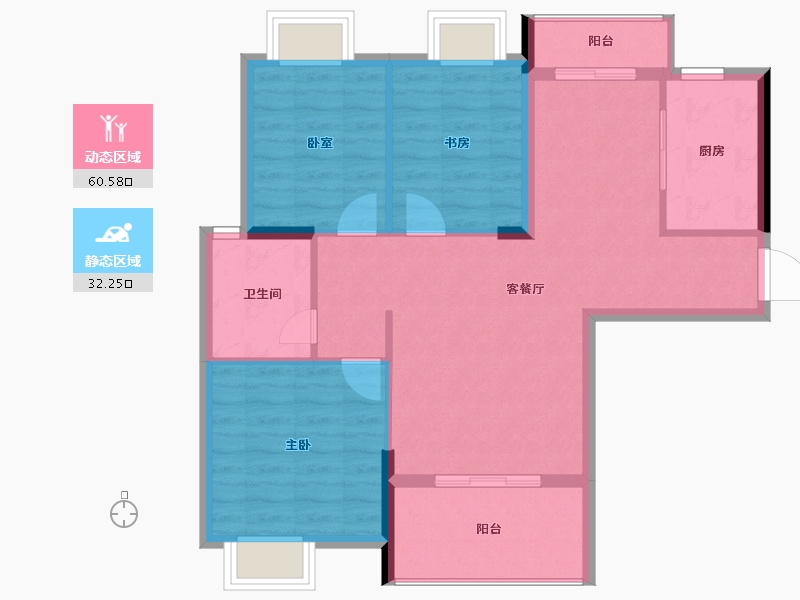 湖北省-襄阳市-和信清河城-84.06-户型库-动静分区