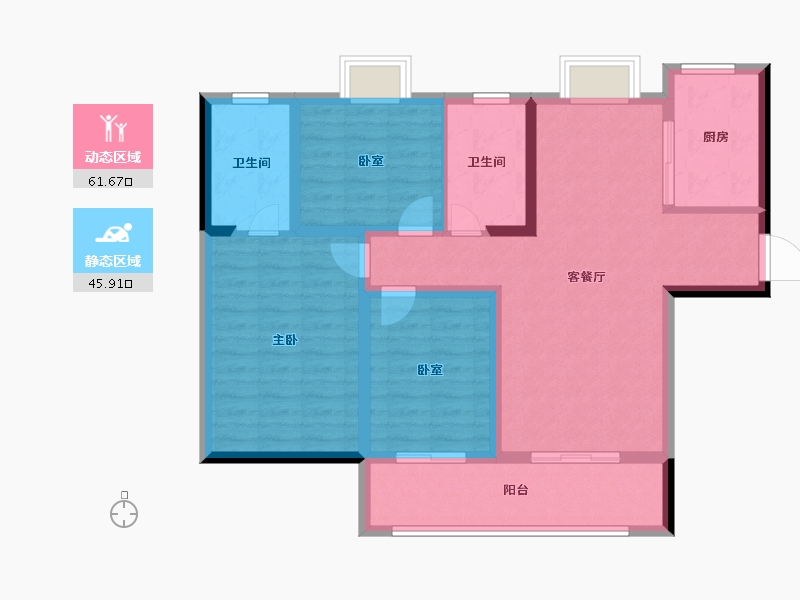 湖北省-襄阳市-和信清河城-96.08-户型库-动静分区