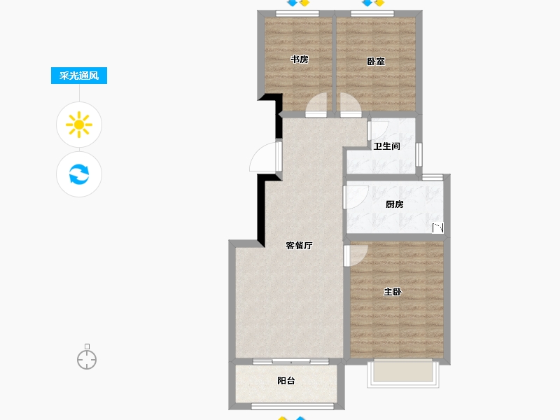 北京-北京市-众成・和园-78.63-户型库-采光通风