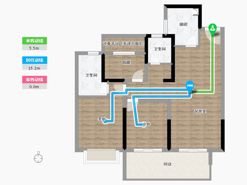 安徽省-亳州市-圣桦・锦江天玺-89.30-户型库-动静线