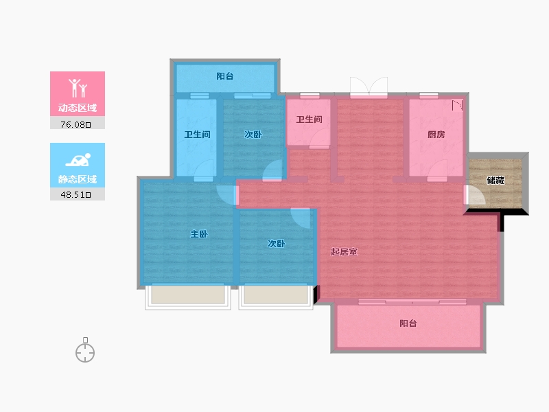 安徽省-亳州市-圣桦・锦江天玺-116.01-户型库-动静分区