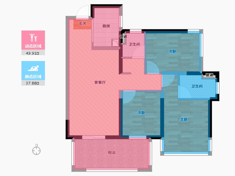 广西壮族自治区-南宁市-公园里-76.70-户型库-动静分区