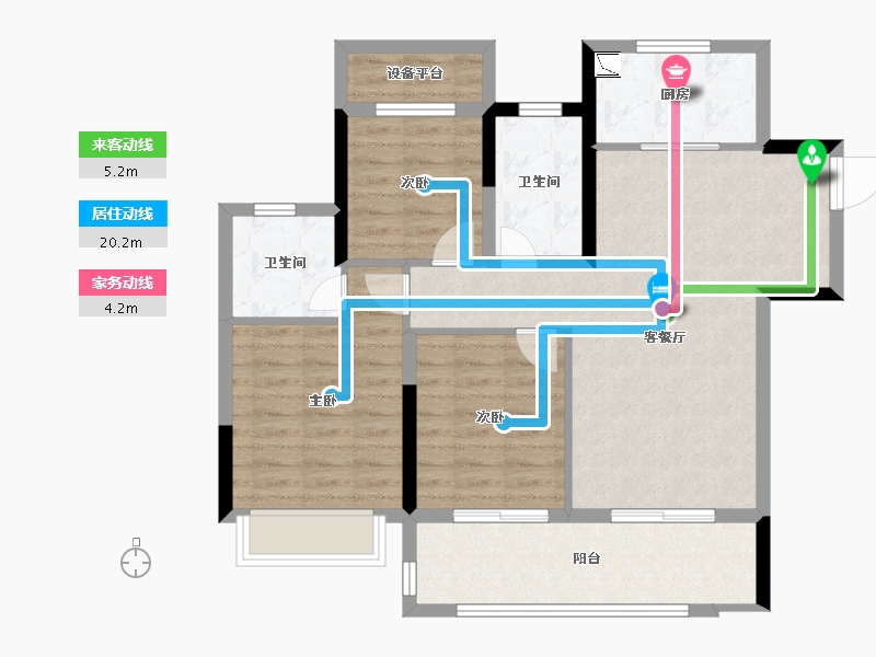 安徽省-亳州市-绿地・亳州城际空间站-86.78-户型库-动静线