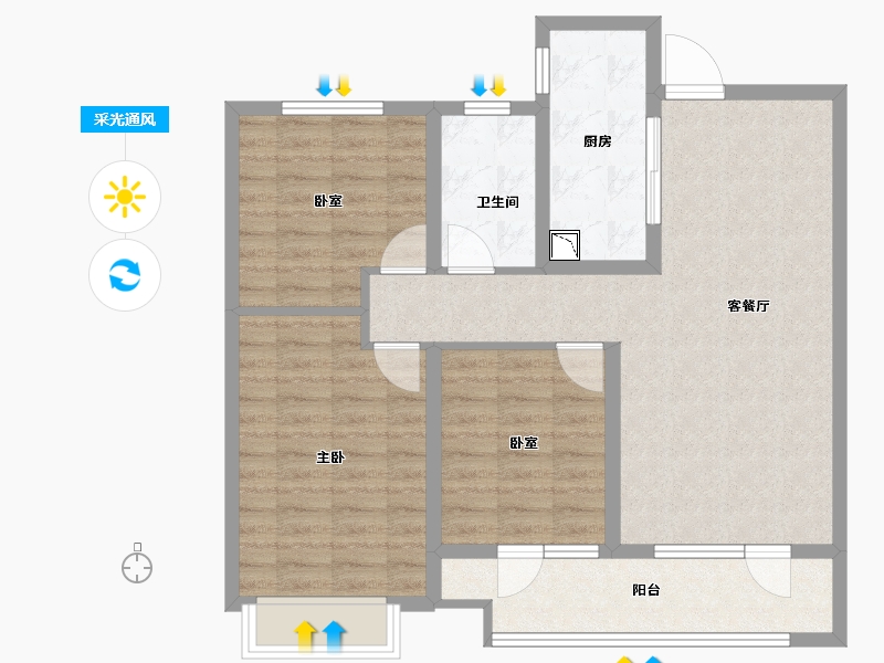 山东省-潍坊市-金大地天泰城-88.13-户型库-采光通风