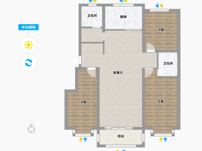 河北省-衡水市-东城国际-106.46-户型库-采光通风