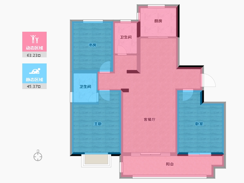 山东省-潍坊市-弘润温泉小镇-96.86-户型库-动静分区