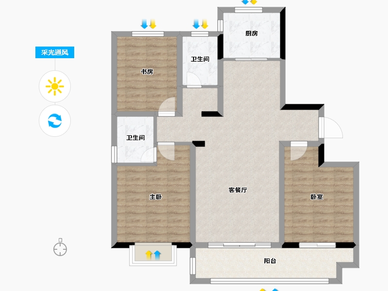 山东省-潍坊市-弘润温泉小镇-96.86-户型库-采光通风