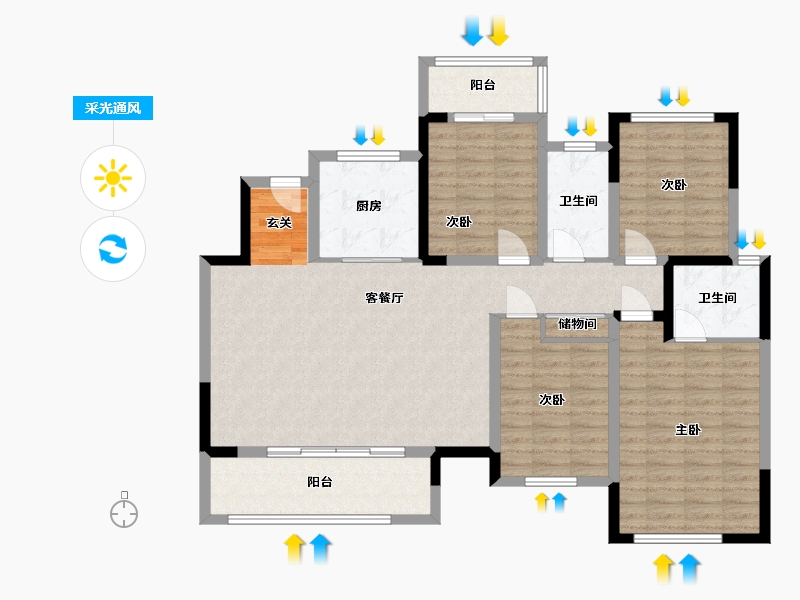 四川省-成都市-中交牧山美庐-116.19-户型库-采光通风