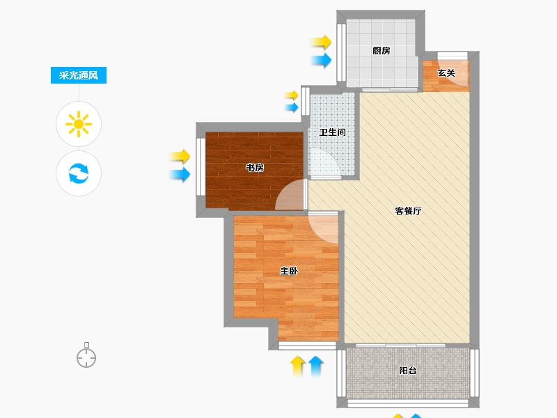 广东省-深圳市-莱蒙水榭春天-52.82-户型库-采光通风