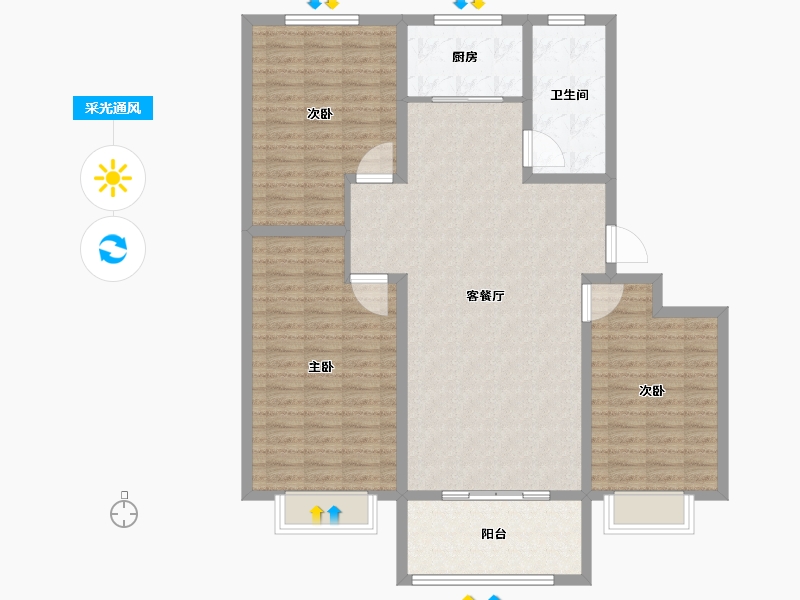 山东省-济宁市-济宁立国如意花园-120.01-户型库-采光通风