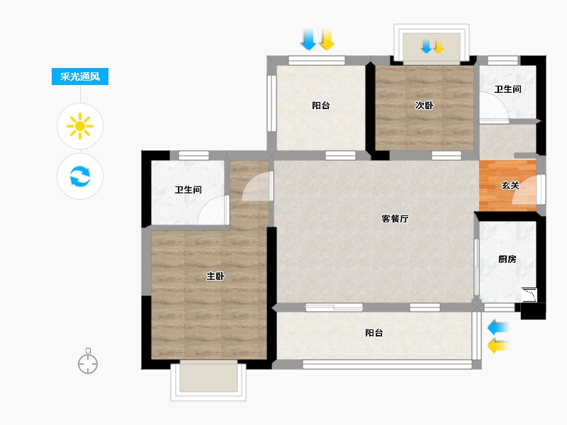 广西壮族自治区-北海市-大都锦上-63.53-户型库-采光通风