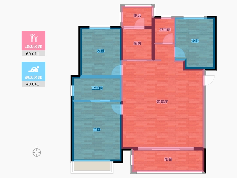 河南省-郑州市-康桥悦蓉园-106.81-户型库-动静分区