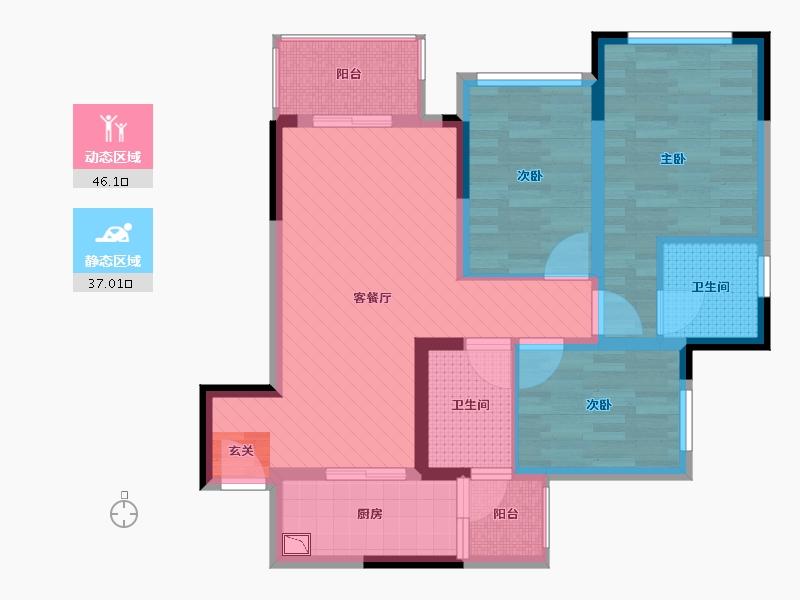 重庆-重庆市-融创-71.35-户型库-动静分区