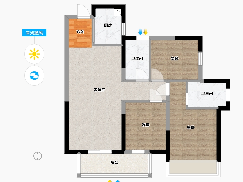 广西壮族自治区-南宁市-印象愉景湾-72.48-户型库-采光通风