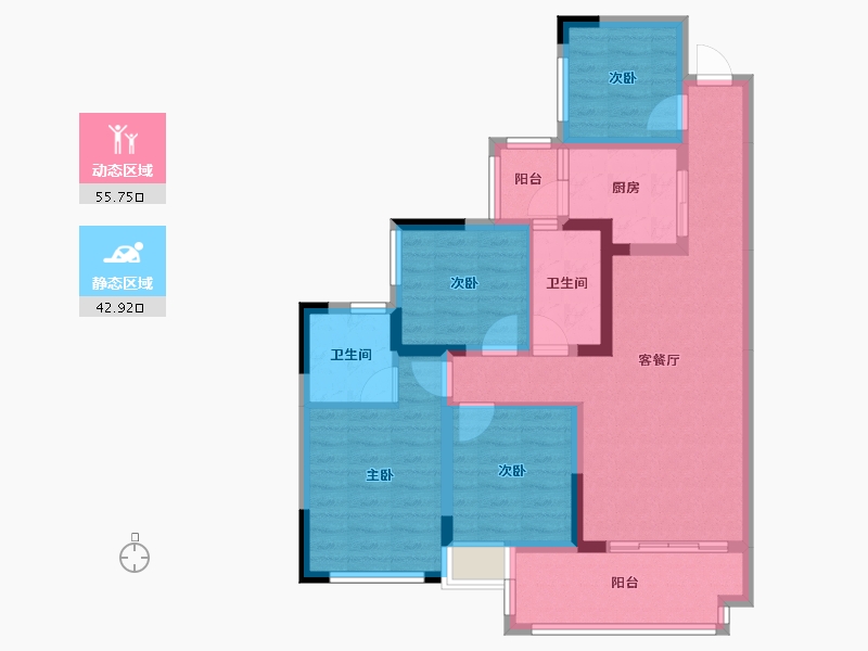 四川省-自贡市-玖州大园-86.54-户型库-动静分区