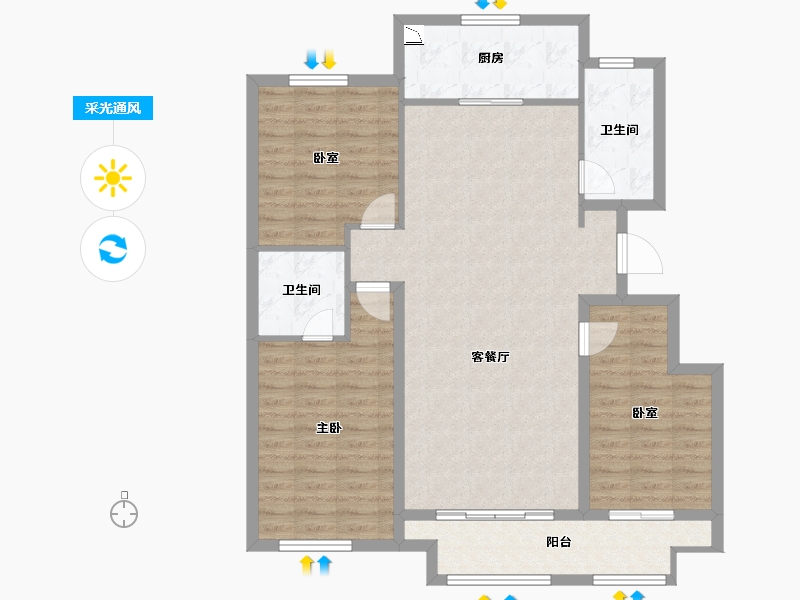 山东省-潍坊市-三友翰林府-106.41-户型库-采光通风