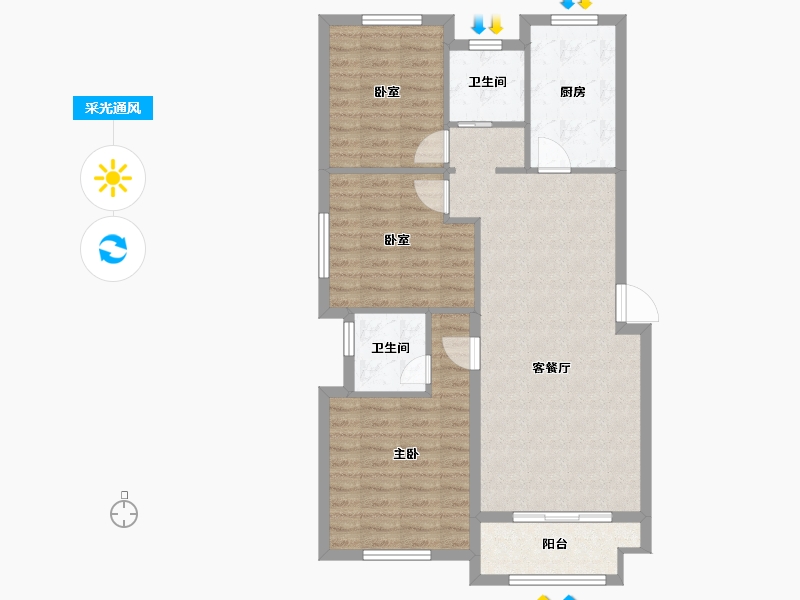 山东省-潍坊市-三友翰林府-85.00-户型库-采光通风