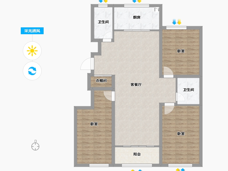 山东省-潍坊市-鲁鸿泰华�m亭序-104.96-户型库-采光通风