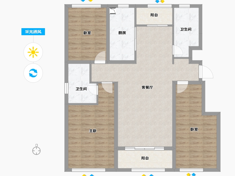 山东省-潍坊市-鲁鸿泰华�m亭序-106.51-户型库-采光通风