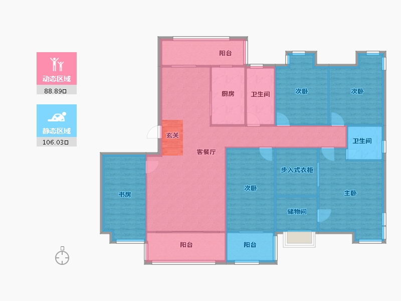 湖南省-长沙市-鑫远湘府华城-180.00-户型库-动静分区