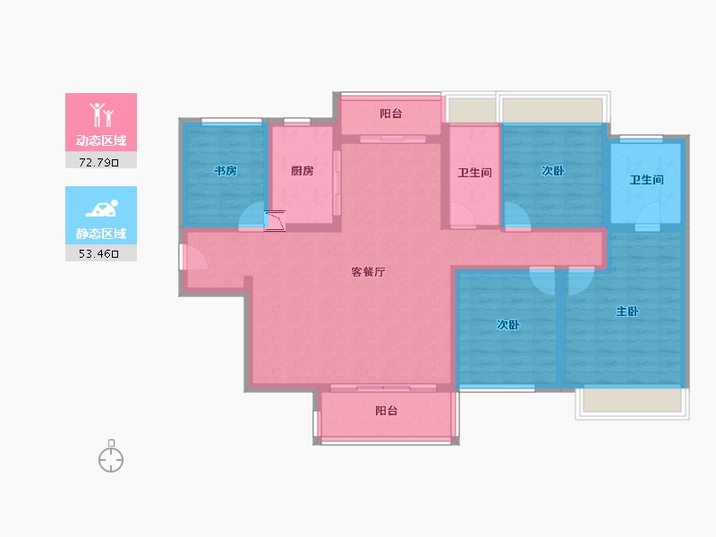 湖南省-常德市-龙湖双珑原著-112.37-户型库-动静分区