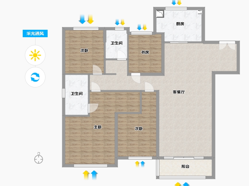 陕西省-咸阳市-中南・君启-143.96-户型库-采光通风