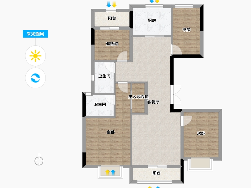 浙江省-湖州市-时代公馆-98.50-户型库-采光通风