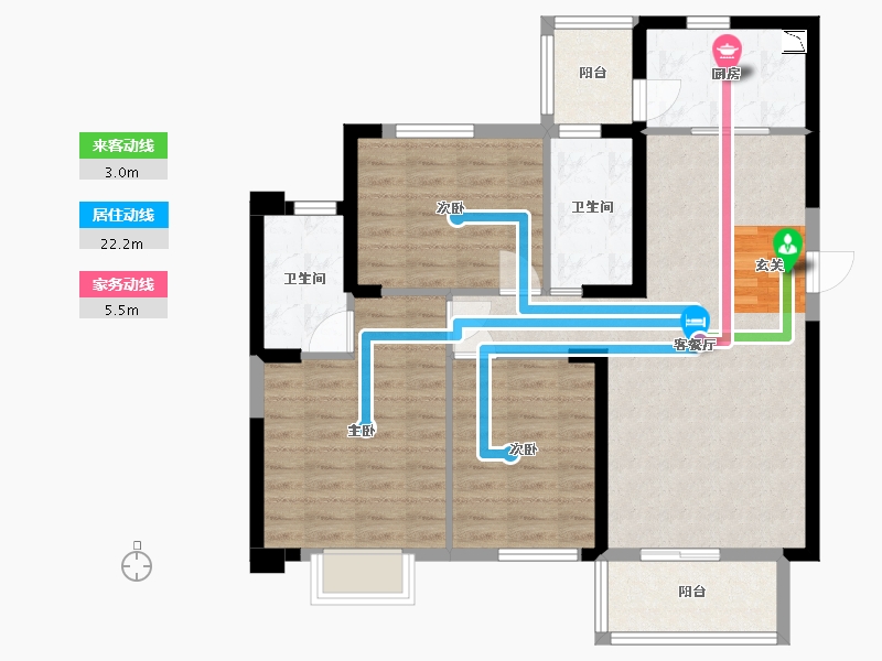 湖南省-长沙市-伊景园・滨河苑-88.00-户型库-动静线