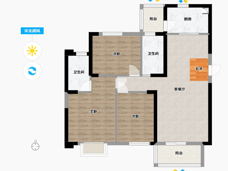 湖南省-长沙市-伊景园・滨河苑-88.00-户型库-采光通风