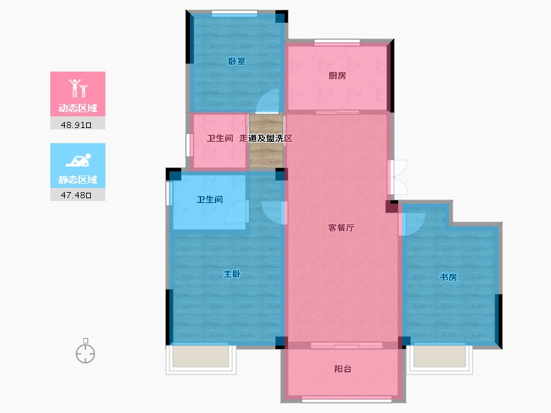 浙江省-丽水市-凯弘鼎园-88.40-户型库-动静分区