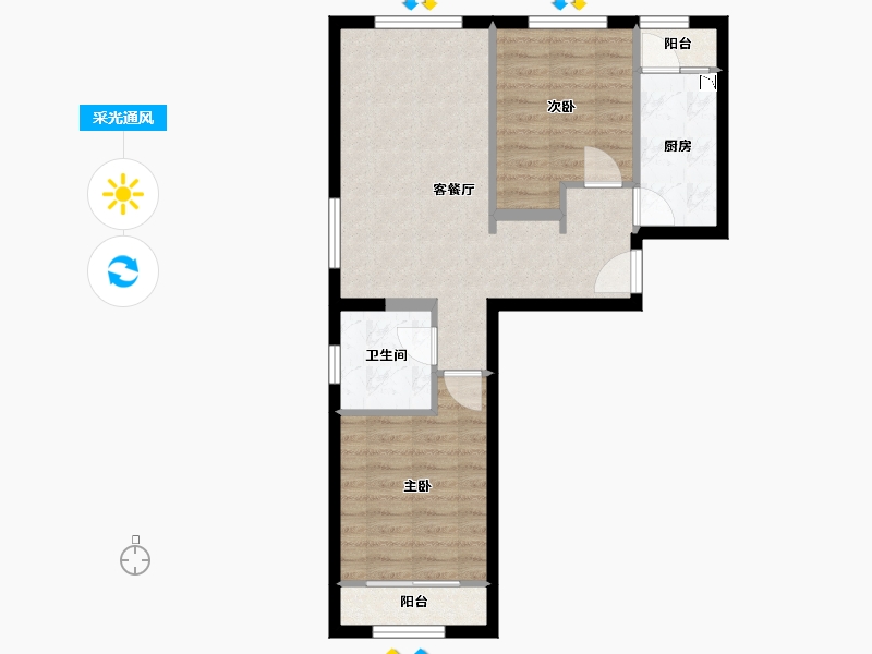 北京-北京市-槐新雅筑-60.18-户型库-采光通风