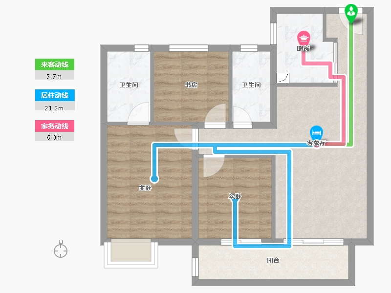 湖南省-长沙市-弘阳时光里-76.11-户型库-动静线