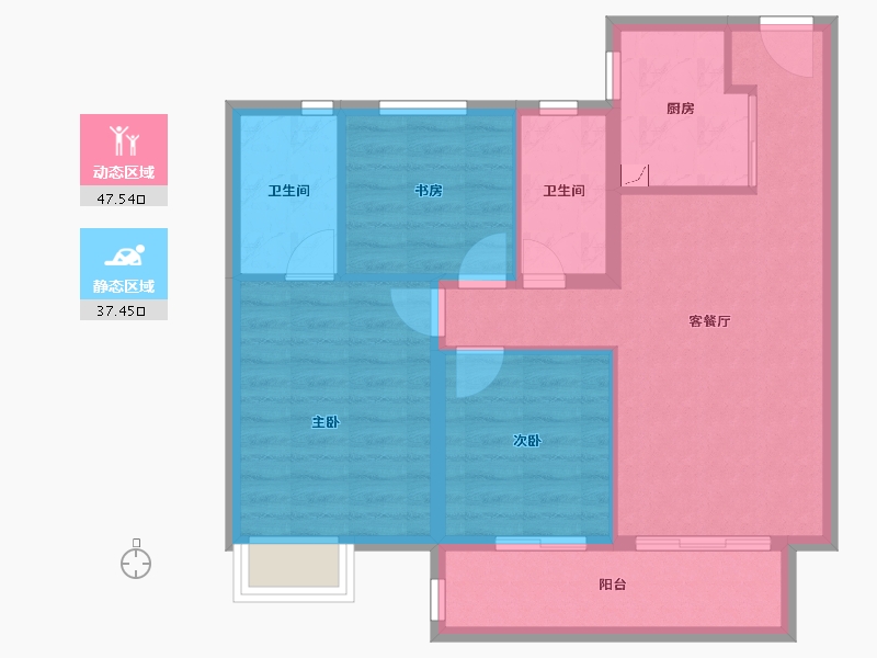 湖南省-长沙市-弘阳时光里-76.11-户型库-动静分区