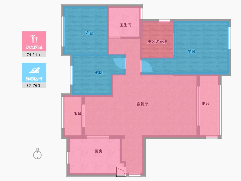 内蒙古自治区-包头市-恒大翡翠华庭-100.93-户型库-动静分区