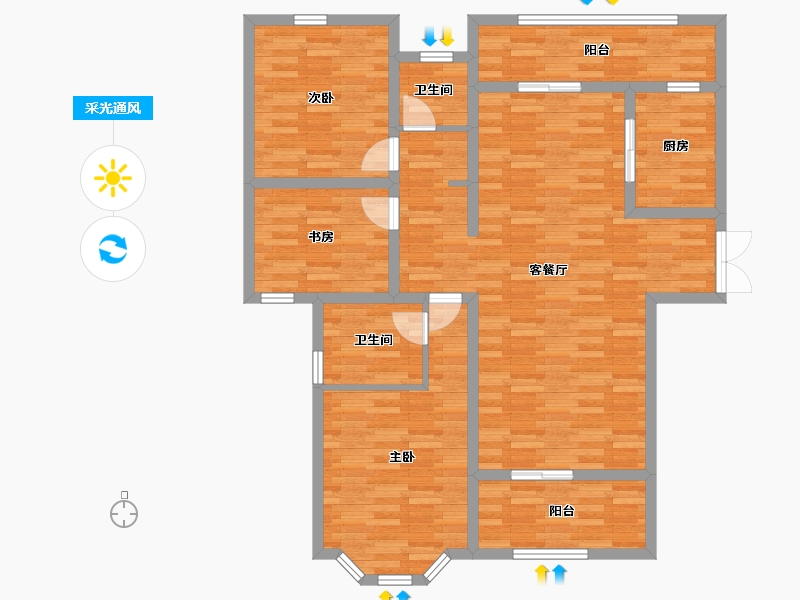 河南省-三门峡市-陕州建业森林半岛-110.00-户型库-采光通风