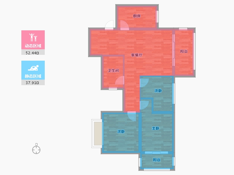 湖南省-衡阳市-同安福龙湾-80.63-户型库-动静分区