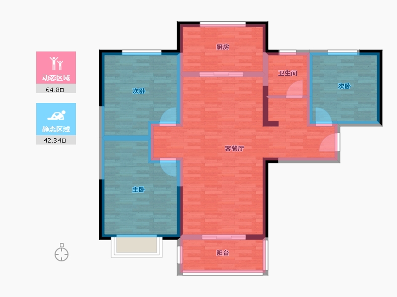 河南省-郑州市-威龙中心城-95.67-户型库-动静分区