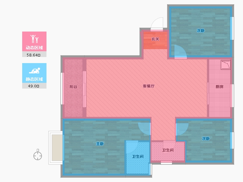 山东省-莱芜市-泰和嘉园-95.49-户型库-动静分区