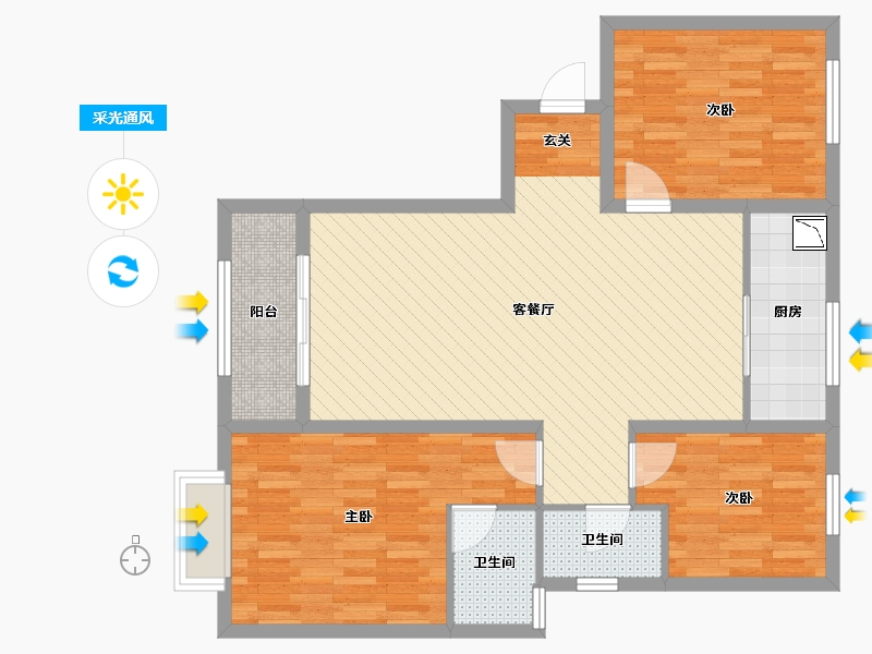 山东省-莱芜市-泰和嘉园-95.49-户型库-采光通风