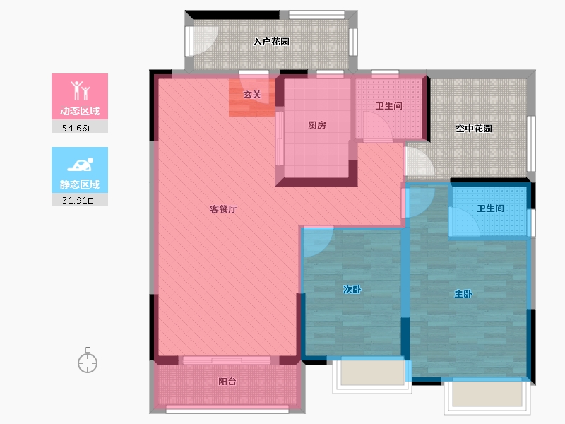 广东省-惠州市-时代江景-91.34-户型库-动静分区