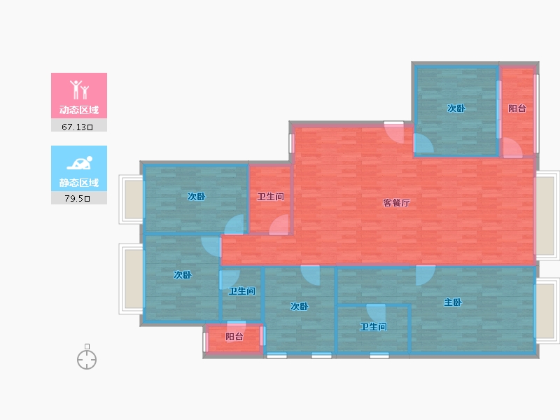 重庆-重庆市-和记黄埔玥湖园-134.70-户型库-动静分区