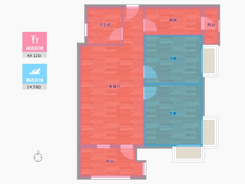 四川省-成都市-麓山国际悦庭-66.67-户型库-动静分区