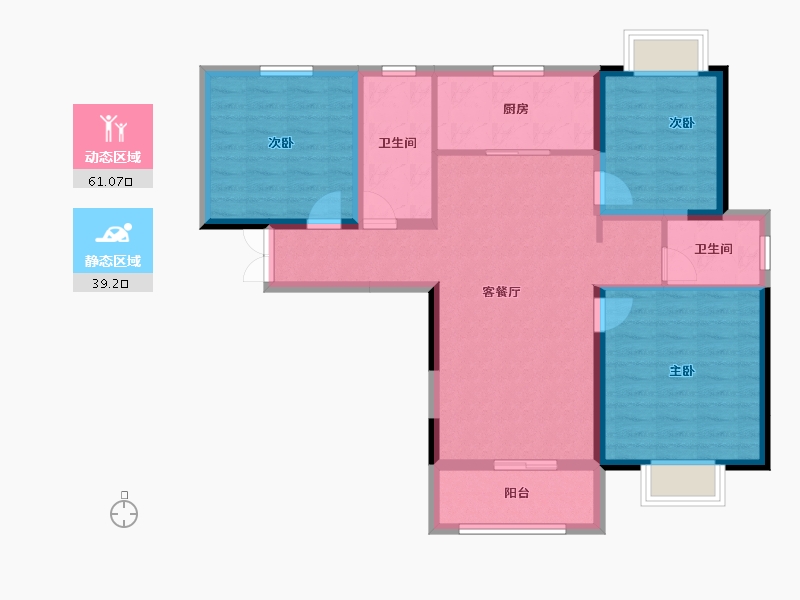 山东省-德州市-澳林湖畔花园-89.70-户型库-动静分区