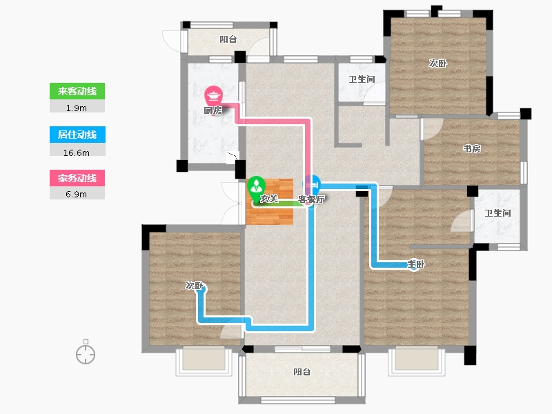 湖北省-武汉市-鹏湖湾・十二墅-119.39-户型库-动静线