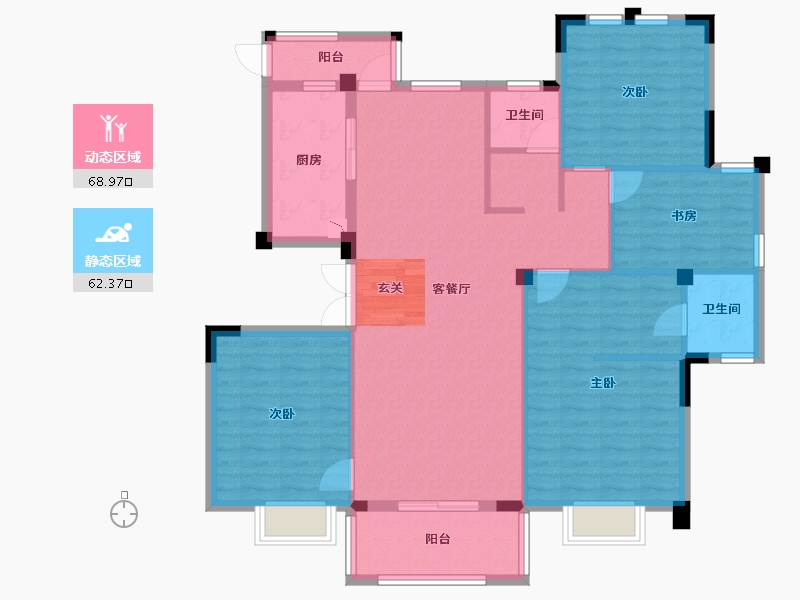 湖北省-武汉市-鹏湖湾・十二墅-119.39-户型库-动静分区